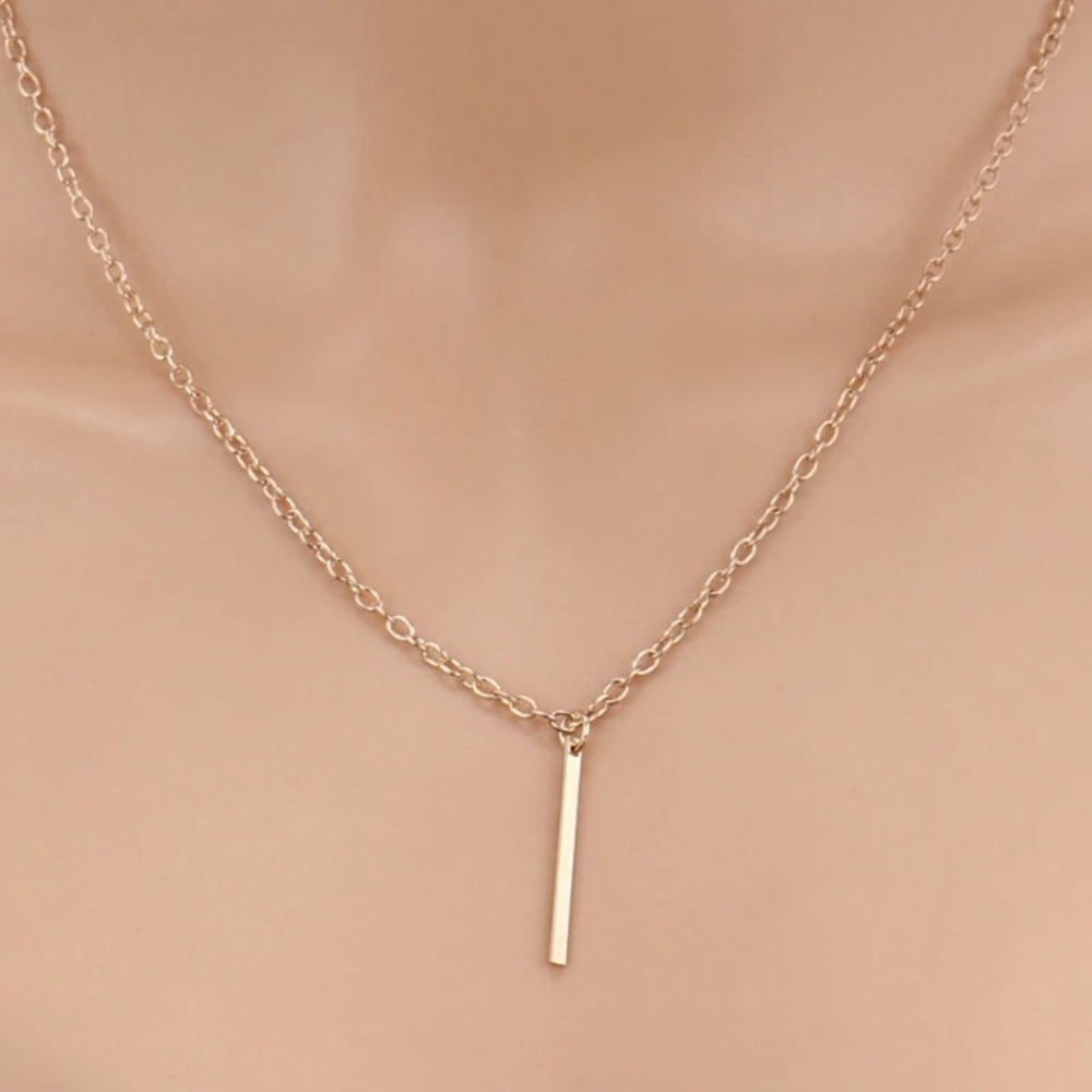 NEW!💙💎💛GOLDEN💛SHORT💛BAR💛NECKLACE!💛💎💙CUTE! - Picture 7 of 8